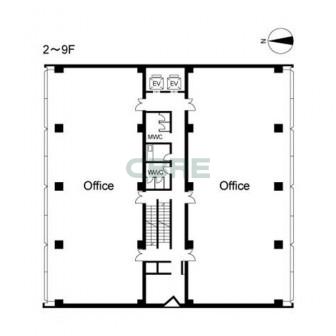 2階〜9階 平面図