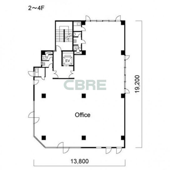 2階〜4階 平面図