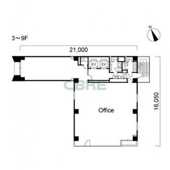 3階〜9階 平面図