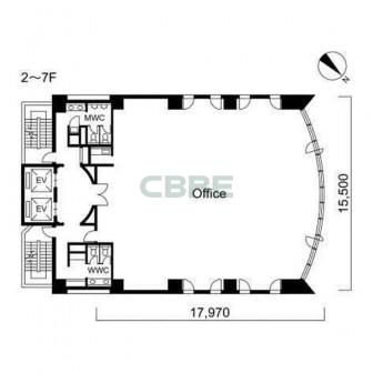 2階〜7階 平面図
