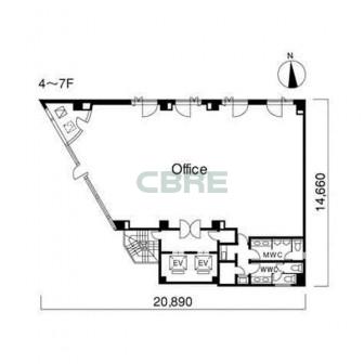 4階〜7階 平面図