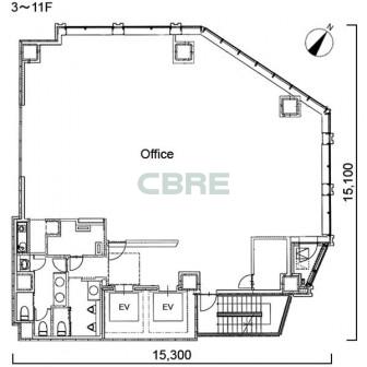 3階〜11階 平面図