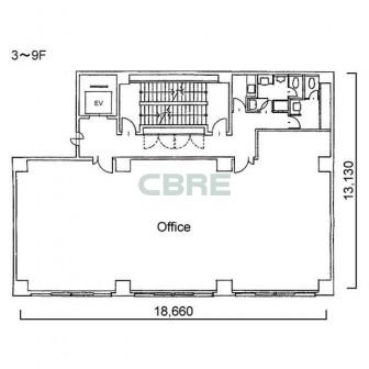 3階〜9階 平面図