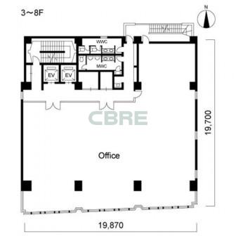 3階〜8階 平面図