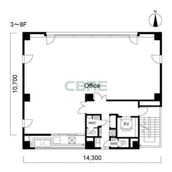 3階〜8階 平面図