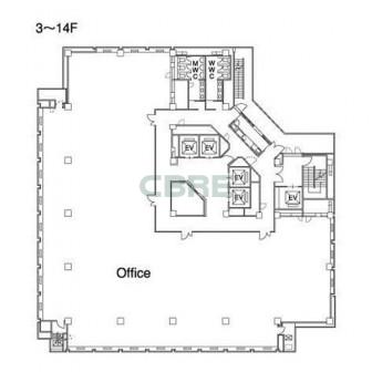 3階〜14階 平面図