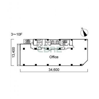 3階〜10階 平面図