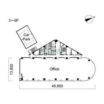 3階〜9階 平面図