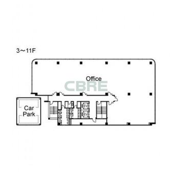 3階〜11階 平面図