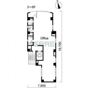 3階〜6階 平面図