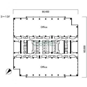 3階〜13階 平面図