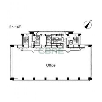 2階〜14階 平面図