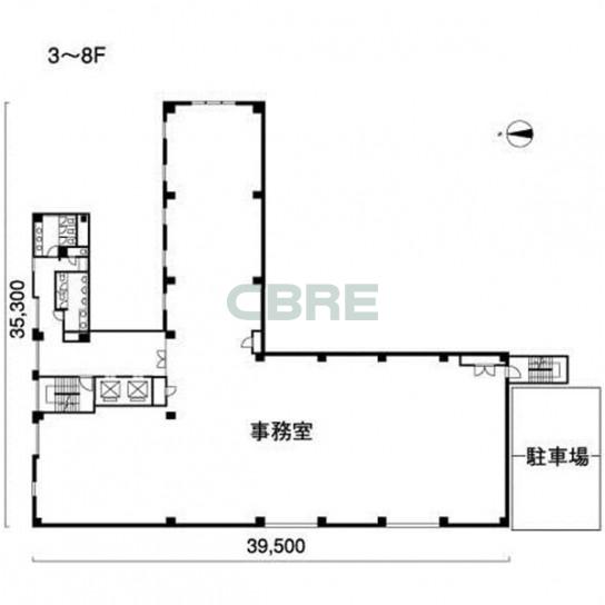 3階〜8階 平面図