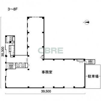 3階〜8階 平面図