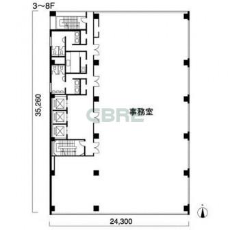 3階〜8階 平面図