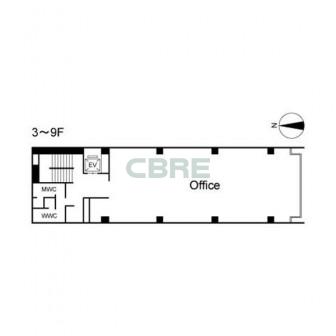 3階〜9階 平面図