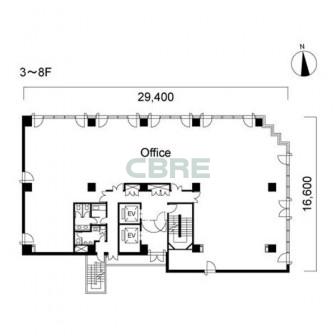 3階〜8階 平面図