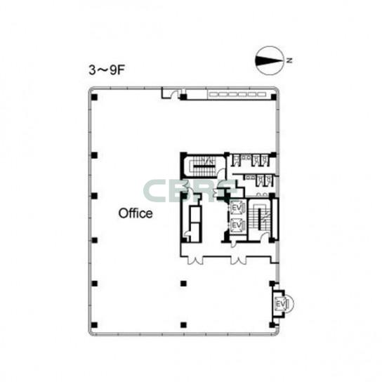 3階〜9階 平面図