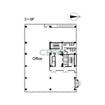 3階〜9階 平面図