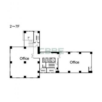 2階〜7階 平面図