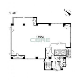 3階〜8階 平面図