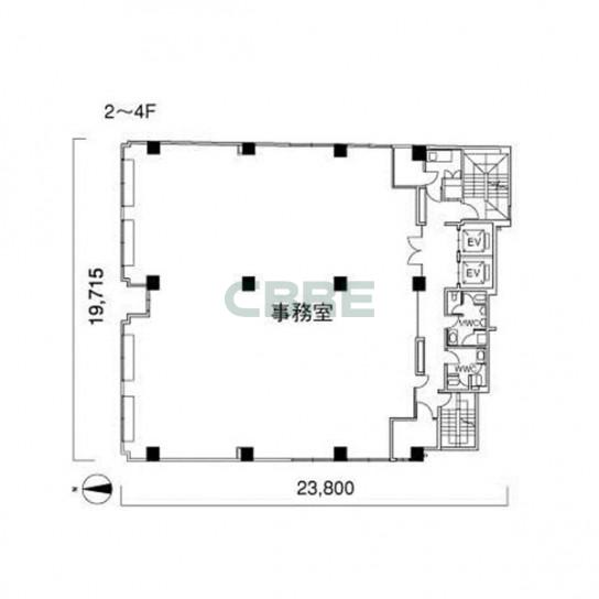 2階〜4階 平面図