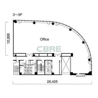 3階〜9階 平面図