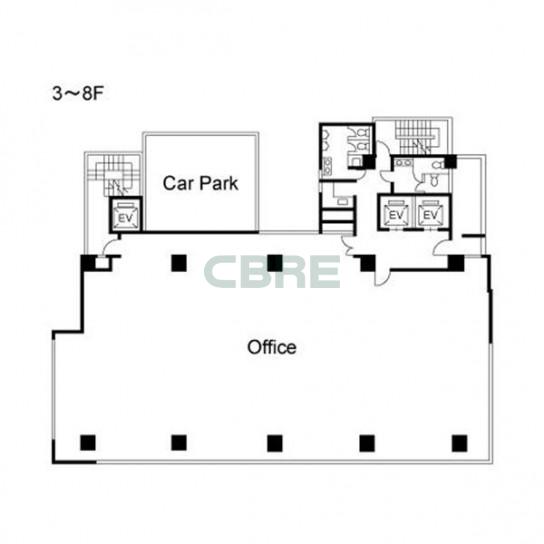 3階〜8階 平面図