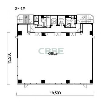 2階〜6階 平面図
