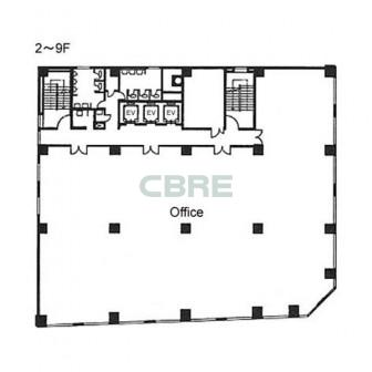 2階〜9階 平面図
