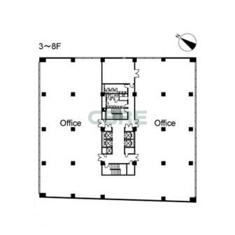 3階〜8階 平面図