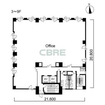 3階〜9階 平面図