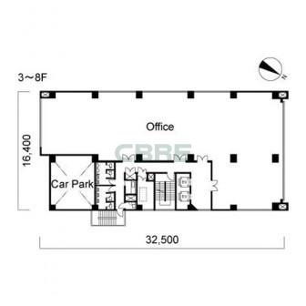 3階〜8階 平面図