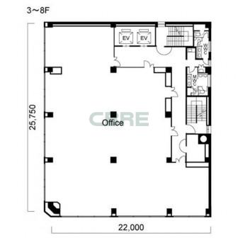 3階〜8階 平面図