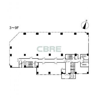 3階〜9階 平面図