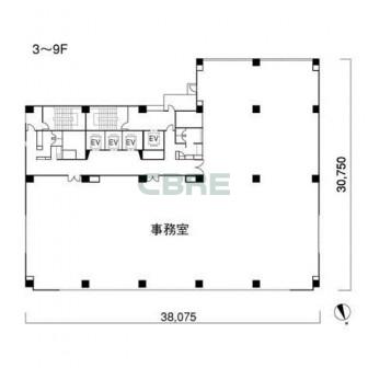 3階〜9階 平面図