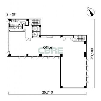 2階〜9階 平面図