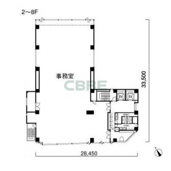 2階〜8階 平面図