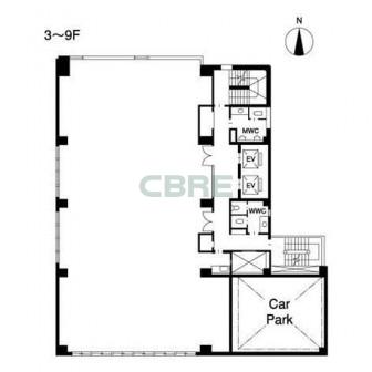 3階〜9階 平面図