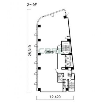 2階〜9階 平面図