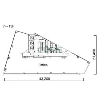 7階〜13階 平面図