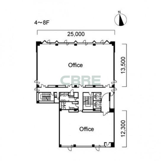 4階〜8階 平面図