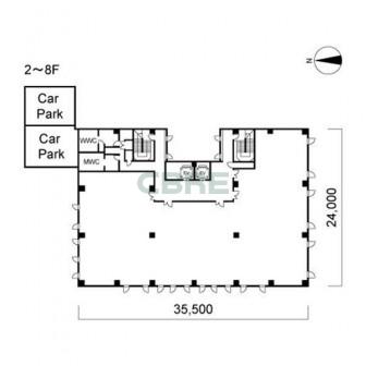 2階〜8階 平面図