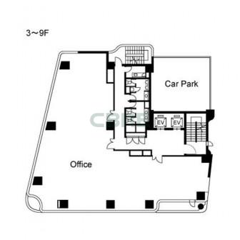 3階〜9階 平面図