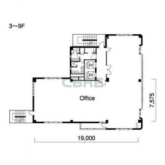 3階〜9階 平面図