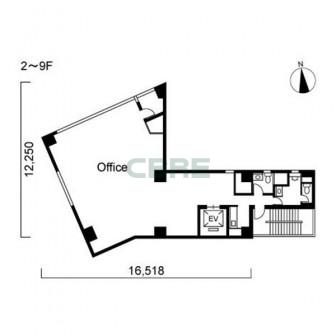 2階〜9階 平面図