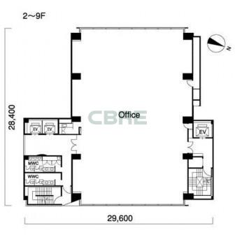 2階〜9階 平面図