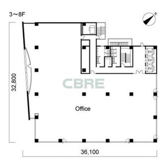 3階〜8階 平面図