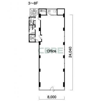 3階〜8階 平面図