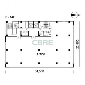 7階〜14階 平面図